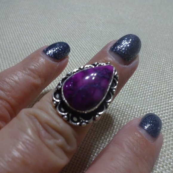 Gorgeous "DENDRITE OPAL" Handmade Sterling Ring Size 7.75 #459B - Picture 1 of 3